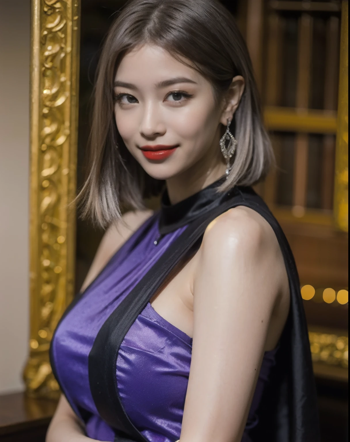 feet, pantyhose,, ultra details, masterpiece, Best Quality, beautiful, details, alone, charming smile, red lips, one girl, purple eyes, silver hair, sexy pose, big breasts, Low Hair Ring, feetを開く
