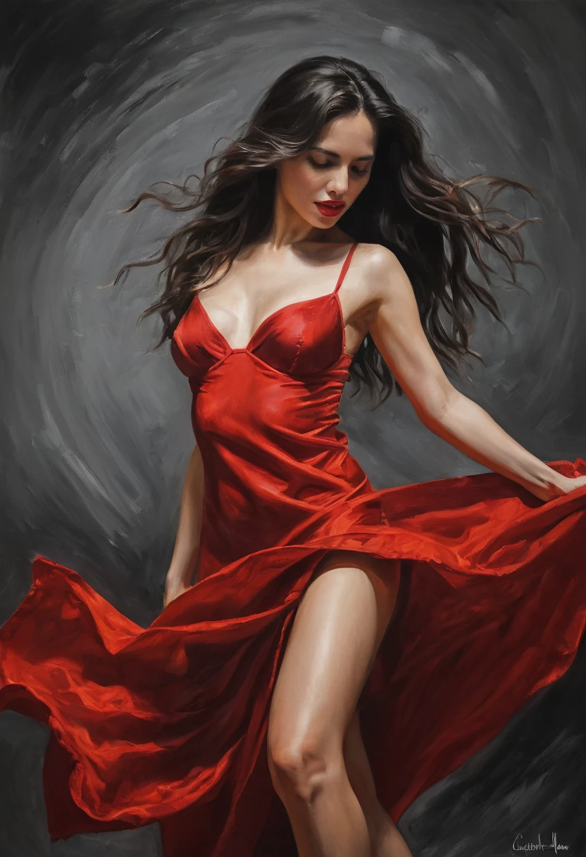 painting of a woman in a red skirt sitting on a wall, karol bak uhd, fantasy woman, fantasy oil painting, realistic fantasy painting, style of karol bak, beautiful fantasy painting, magali villeneuve', by tom bagshaw and boris vallejo, fantasy oil canvas, very beautiful fantasy art, hyperrealistic fantasy art, beautiful fantasy art, sensual painting