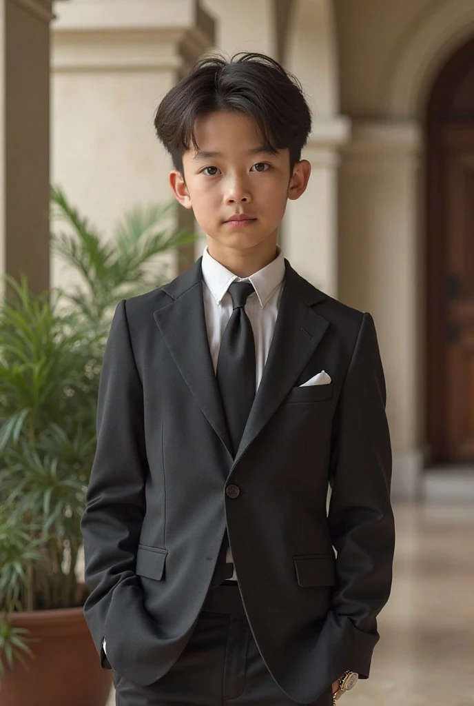 13 year old boy in suit
and belt viable
4k high rez good detail