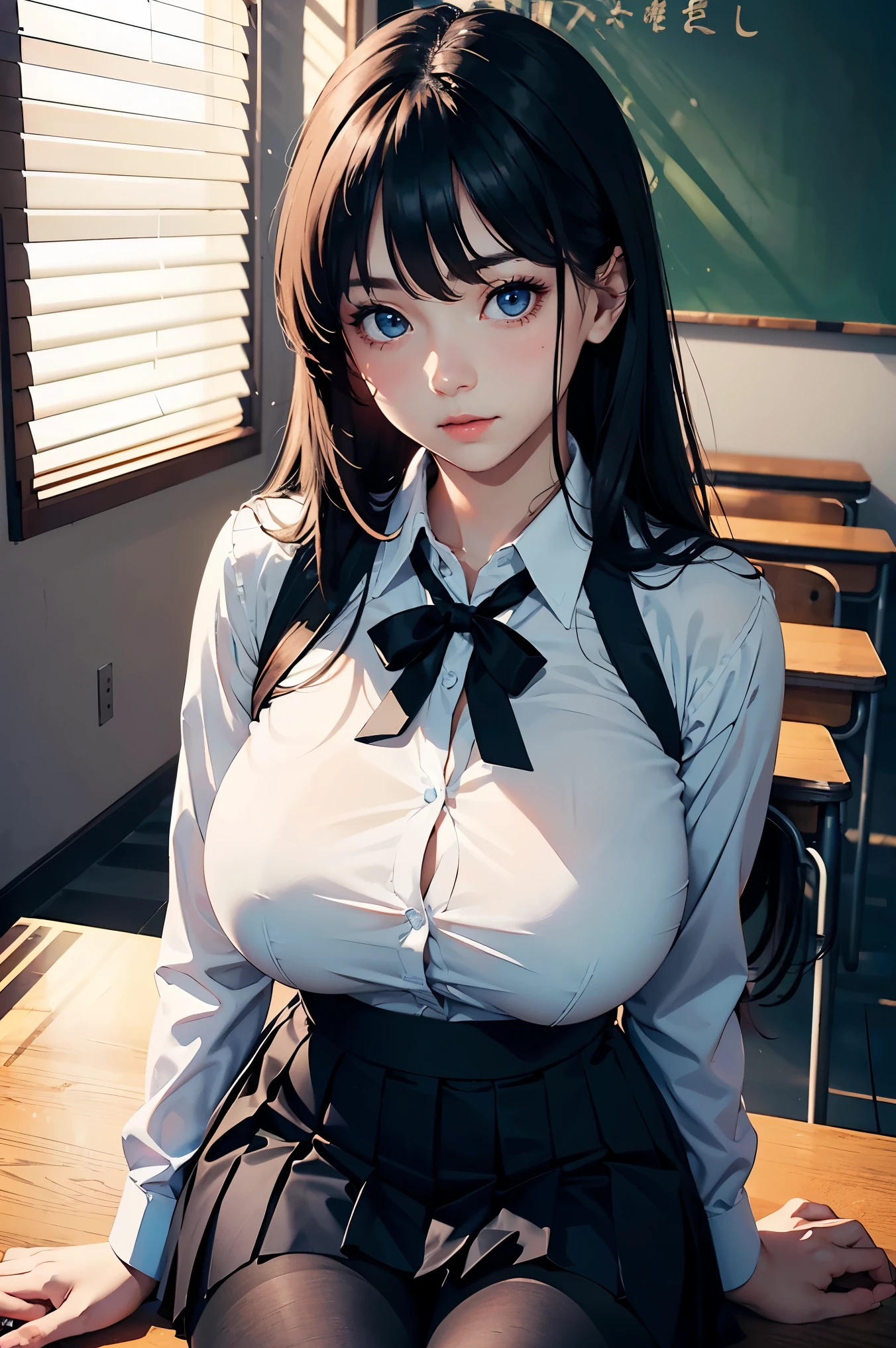 A teenage girl、(masterpiece:1.4)、(in 8K、realisitic、Raw photo、top-quality:1.4)、(Real Face:1.4)、(real looking skin:1.3)、超A high resolution、A hyper-realistic、Eyes in Beautiful Details、Black shorthair、Athletics uniforms、White underwear、(huge-breasted:1.5)、gargantilha、Blushing、alluring face、athletic field