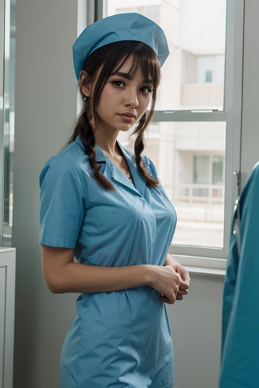 sexy indian mother wearing nurse uniform in an operation room, (extremely detailed CG unity 8k wallpaper),face incredibly detailed, lips, realistic, solo,medium breasts,skin tight, puffy, facial, masterpiece,best quality, Intricate, High Detail, dramatic,