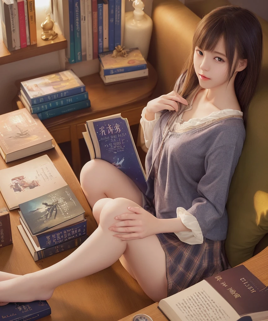 ((Top Quality, 8k, Masterpiece: 1.3)), Pretty Women with Perfect Figure: 1.4, (Big: 1.2), Highly Detailed Face and Skin Texture, Detailed Eyes, Tight Polo Shirt, Miniskirt, (Posed in the Library: 1.2), 1girl, Cinematic, Full Body, Goddess of the Japan, Short Hair, Smile, There is a Staff, There is someone reading, People are being watched