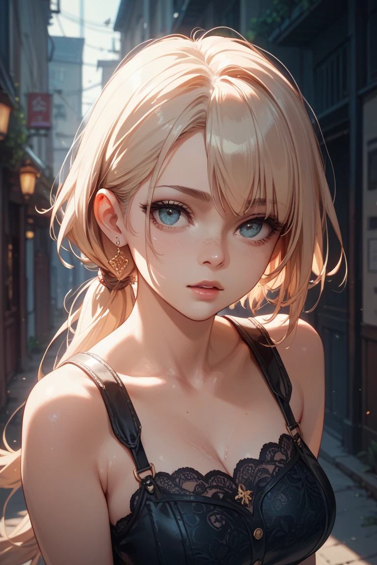 (masterpiece),(Highest quality:1.1),(Super detailed),Best illustrations,In detail,(Portraiture:1.1),(Watercolor),floating,One girl,solo,slim,(Very delicate and beautiful face),(Beautiful eyes in every detail),Pink thick lips,(Disheveled Hair),(Crop top),4K,Cleavage,Beautiful breasts
