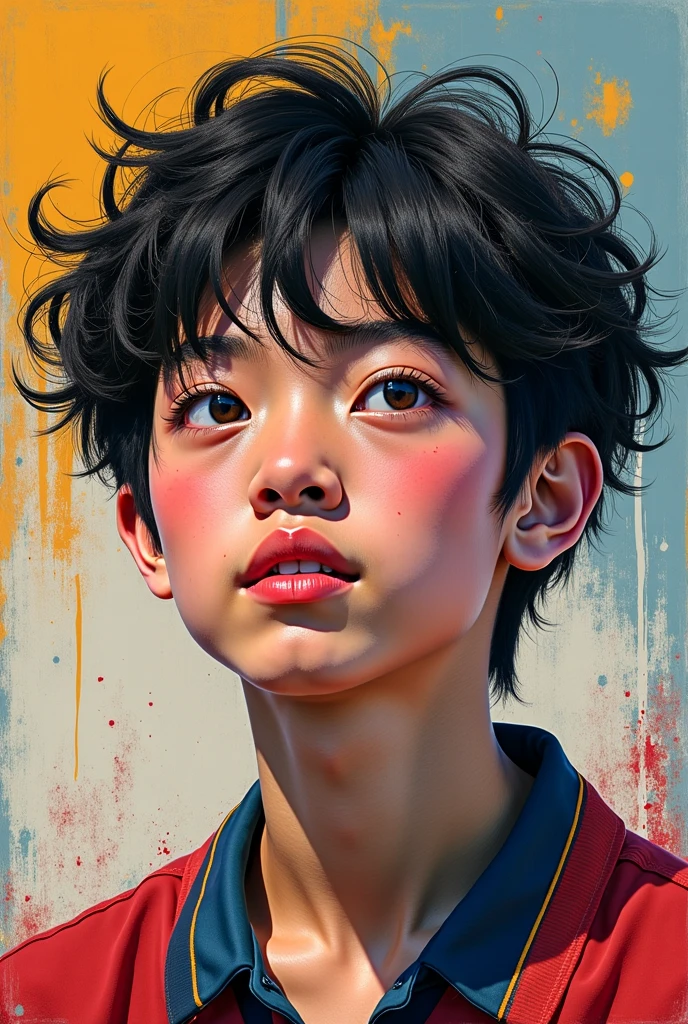 Agnes Cecile's 3-year-old boy from Eastern Asia,Luminous design,pastelcolor,Ink drops,Autumn lights