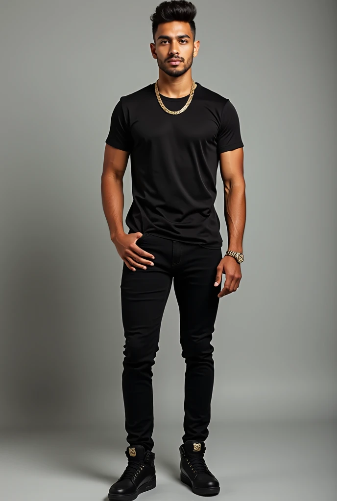 Homme skinny à la peau marron hétéro cheveux noir afro yeux verts taille grand skinny sweat à capuche et cargo