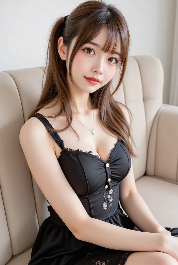 Superb, Ultra High Quality, (Realistic, Photorealistic), Beauty, Japan Person, (Beautiful Face: 1.4), (Big, Slender, Constricted Waist), Medium Hair, Hotel, Bokeh, Beauty, Glossy Skin, Small Head, Full Body, Sexy Lingerie, Pink, Sexy Pose, Solo