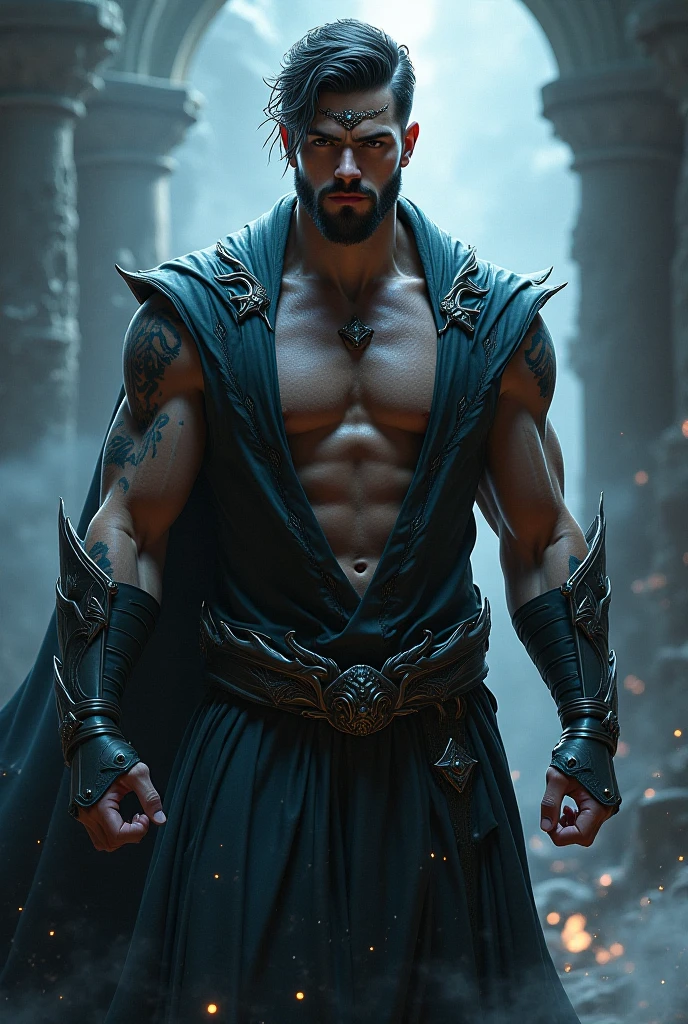 badass man conquering the world realistic animation with super powers, strings wrapped around the wrist, dark colours