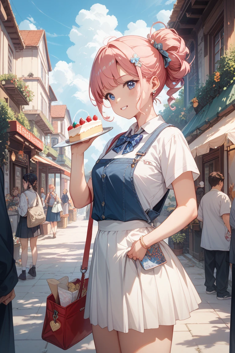 (Uma girl, estilo anime:1.1), (street cafe in Paris:1.2), (saboreando um croissant:1.1), (under the morning sun:1.1), (Estilo de arte colorido), (cores vibrantes), (design detalhado de personagens), (street surrounded by charming buildings), (pessoas que passam por ali:0.9), (Roupas da moda:1.1), (assentos aconchegantes ao ar livre:1.1), (bela arquitetura parisiense:1.2), (delicious pastries:1.1), (aroma of freshly brewed coffee:1.1), (French signage), (Candeeiros de rua elegantes), (caixas de janela cheias de flores), (Sunlight and playful shadows), (olhos estilo anime:1.1), (paleta de cores pastel suave:1.1), (atmosfera ensolarada:1.2), (Lively and energetic atmosphere), (authentic Parisian experience), (detalhes requintados),(melhor qualidade,high resolution), (Arte profissional), (Captivating scenery), (arte de rua), (atmosfera acolhedora).