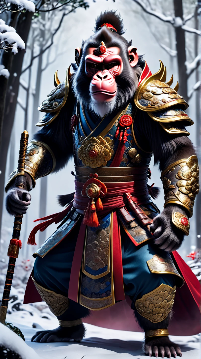 A Panda  in a warrior suite 