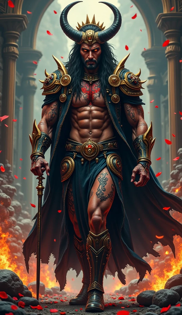 Asian Male Warrior Tribe God of Fire, folha de design de personagem, refer ence sheet, Diferentes poses, corpo muscular, cabelos longos brancos, different angles, plano de fundo simples, plano de fundo de uma cor, cabelo brancos