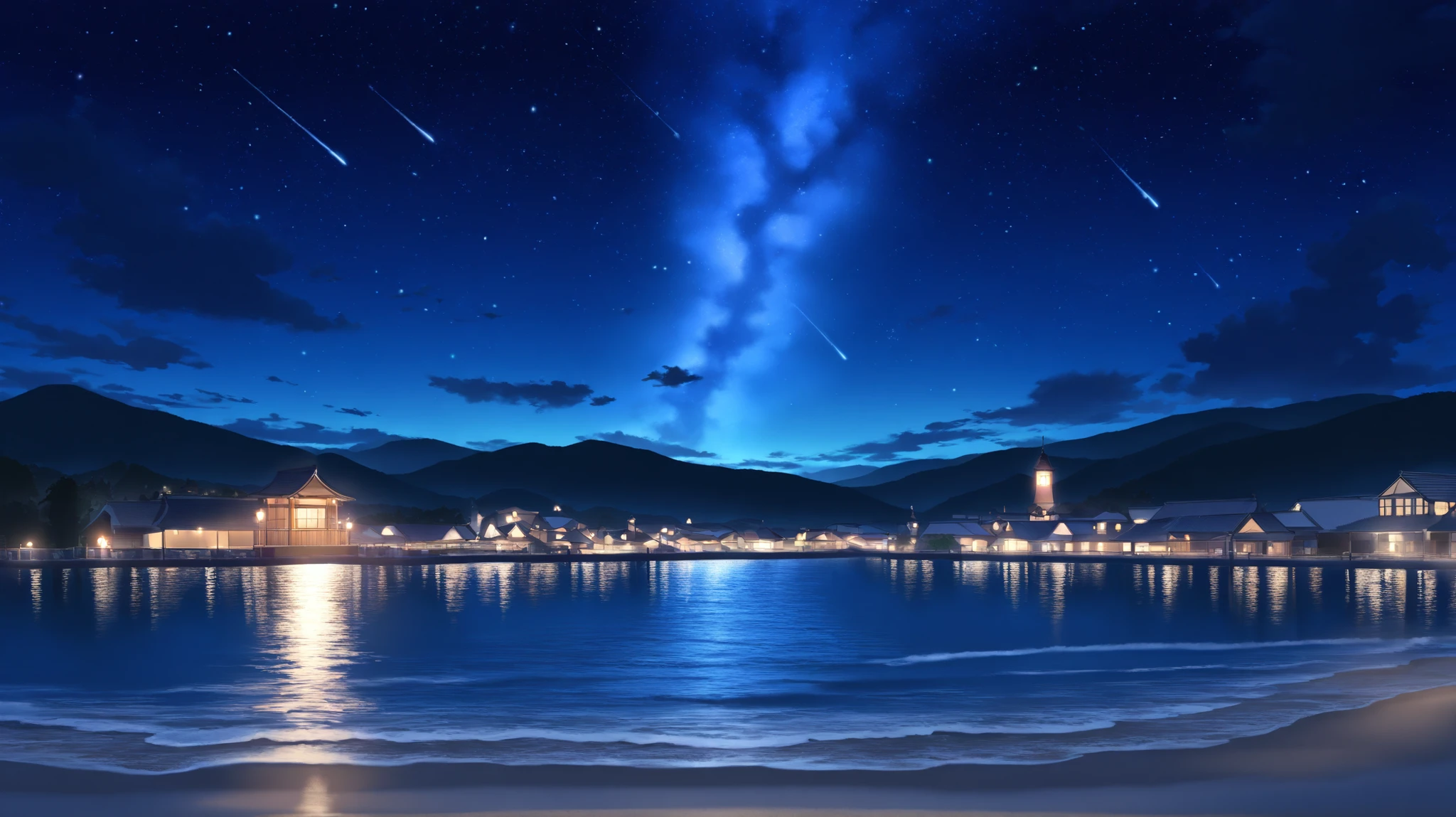 night Sakura Fubuki fantastic high definition Scenery Only 1440 x 810p