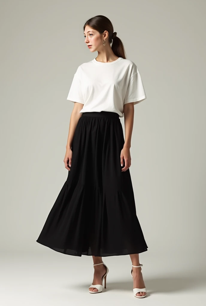 black skirt, with black headscarf, white t-shirt, Barefoot woman, Sahide is cheating on her husband with another man