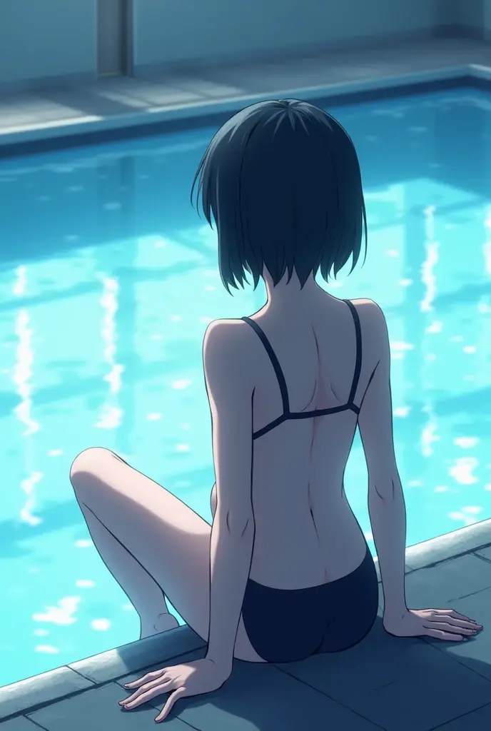 big and round buttocks、back、(back view、back view:1.4)、(Sit with your legs apart:1.4)、Full body view from head to toe.、detailed slim legs、 (school swimsuit、pool:1.5), 15 year old high school girl,cute japanese girl,シャツを押し上げるhuge breasts、(Busty Exploding:1.7), (beautiful face very detailed),Great face and eyes., (Best Quality:1.4), Beautiful feet(Super detailed),thighs、big ass、huge breasts,((masterpiece, Best Quality, High resolution, heart, pixel perfect, Depth of written limit, 4k, heart, heart)),1 girl, Single, Alone, beautiful anime girl, beautiful artistic style, cartoon character, (medium hair、hair between the eyes)), (big round eyes, Beautiful eyelashes, realistic eyes、black eye:1.2), (Smooth texture:0.75, realistic texture:0.65, He's photorealistic:1.2, cg anime style), (angle of motion, dynamic pose:1.4), perfect body,very big ,chest bag、Wrinkles on the shirt、Nude