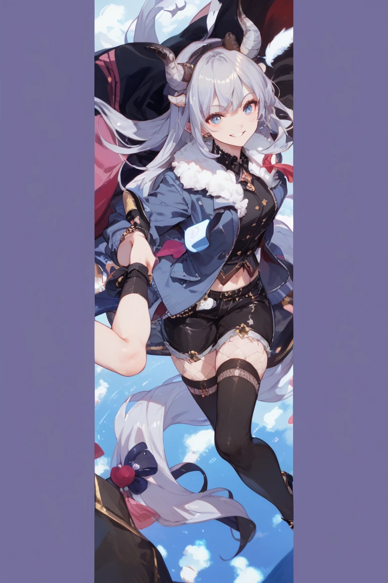 Girl with white hair and black tights