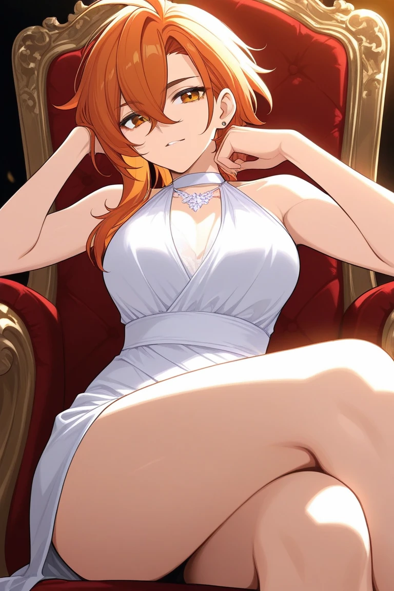 Alphonse_Mucha, starry_night, 1girl, palace, detailed_background, dark_background, raytracing, red|silky_dress, high_heels, sweaty_skin, fishnet_stockings, open_hips, legs_crossed_on_sofa, (arms_behind_head:1.4), erotic_smirking_embarass_smile, watery_eyes, looking_at_viewer, full_body, paddings_around, sharp_focus, masterpiece, ultra_resolution, best_quality,