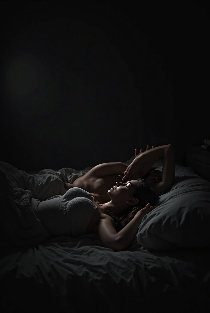 there is a man deitado na cama with a woman on it, casal na cama, amantes derretendo na cama, dark moody intimate, posando na cama, quarto mal iluminado, deitado na cama, deitado na cama, ele a segura enquanto ela dorme, deitado na cama, quarto escuro, dark and moody aesthetic, momento privado, at the end of the morning, em um quarto