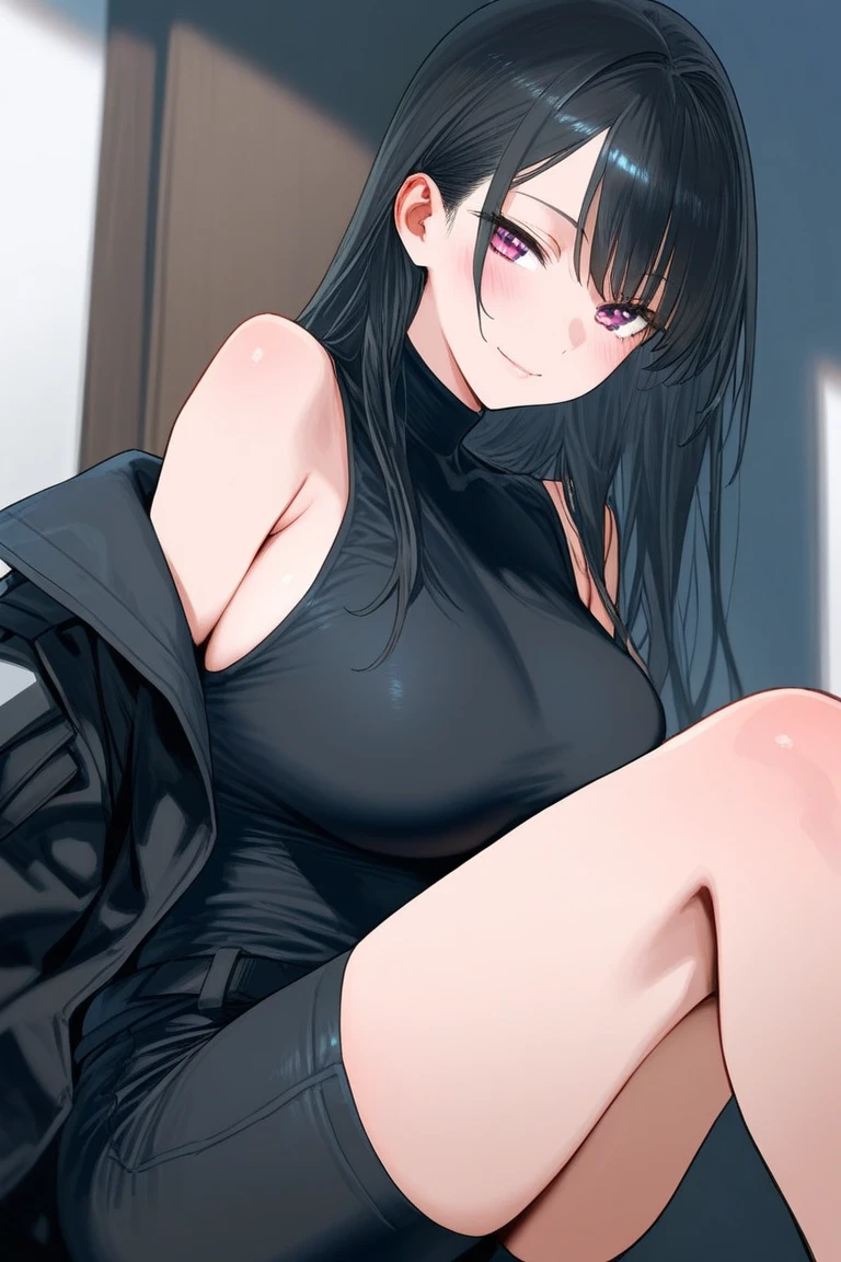 (Highest quality)), ((masterpiece)), (detailed),Perfect Anatomy, Beautiful naked,Full Body Shot,Very sexy,Enjoying the natural light on a hotel sofa,
Beautiful woman,Fine skin,Beautiful little face,big, Round eyes,Beautiful Eyes,Beautiful teeth alignment,Beautiful 8-head body line,Slender body,Beautiful Hands,Beautiful legs,Long hands,Long legs,Long and supple hair,Shiny Hair,Black Hair,No clothes,Embarrassed expression,blush,Thin lips,Beautiful shoulders,Beautiful clavicle、sit cross-legged on the sofa,Hands above head pose,wearing knee-high black leather boots,Black camisole,