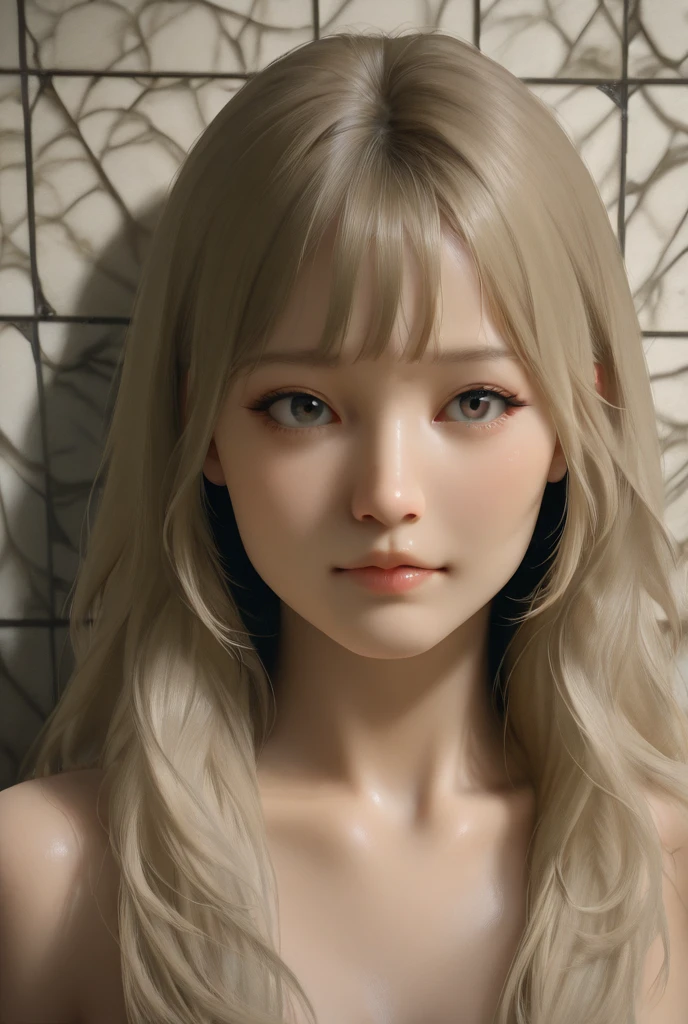 (nude:1.4),official art,masterpiece,best quality,unity 8k wallpaper,photorealistic,ultra detailed,extremely detailed,elegant,beautiful,aesthetic,romanticism,1girl only,beauty,pale skin,brown eyes,blondehair,((detailed long hair)),small face,(focus head:1.6),(white background:1.4),<lora:FilmVelvia3:0.2>,<lora:shizuka_marikawa:0.4>,(marikawa shizuka:1.2),(confused:1.2),blush,huge breasts,(((no man behind))),(tied hair),