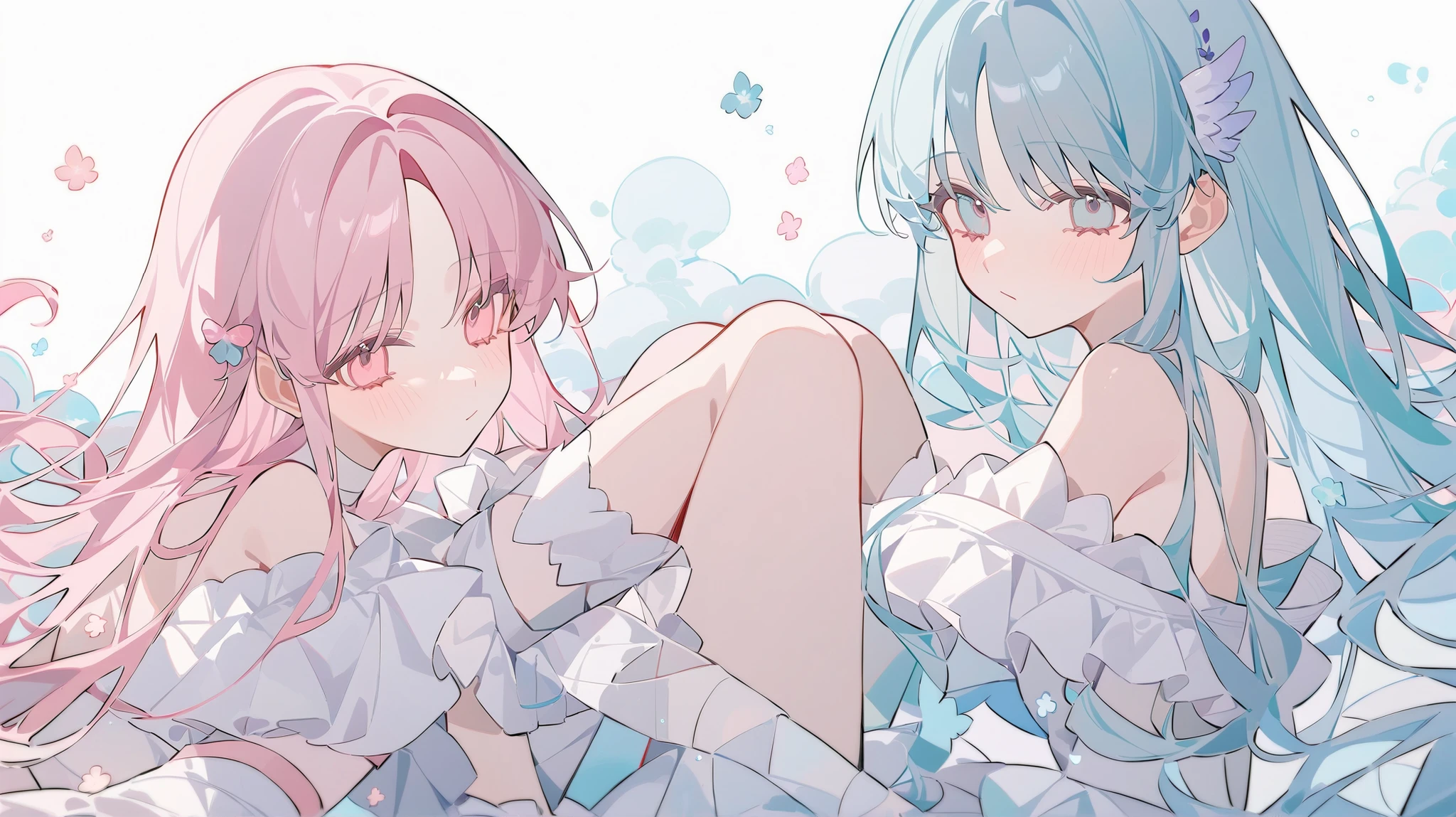 Popular girls, pastel colors, white , 🫶🏻💗,🤍🫧🪽🦢, ephemeral dream , has a white background, dream river girl , rest of my life, Please keep your eyes on me alone.