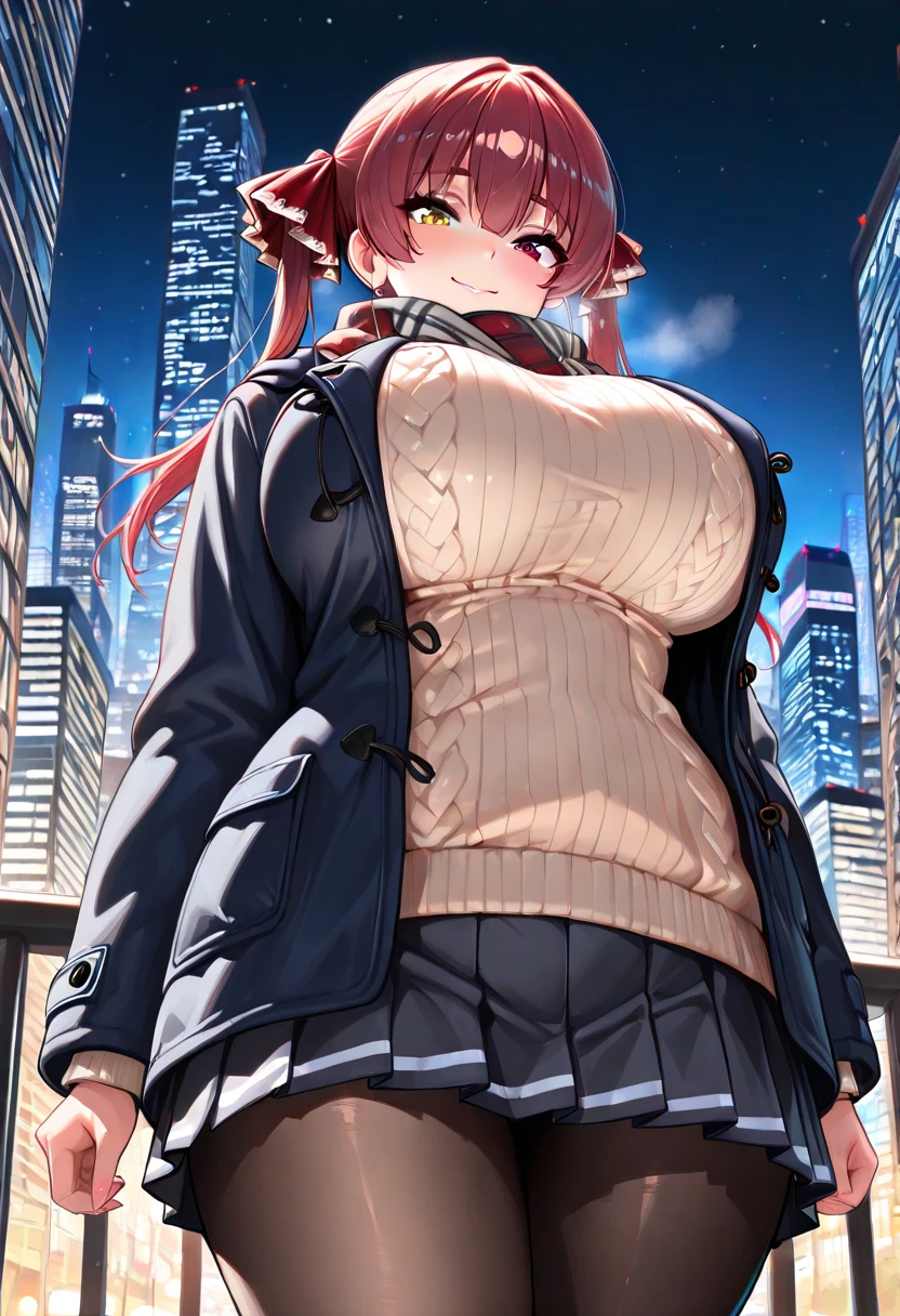 (masterpiece, best quality, highly detailed), 1girls, big belly, huge belly, art by kipteitei, round belly, chubby, curvy, belly grab, enormous belly, fat belly, thicc, bigger belly, really big belly, jiggly belly, glasses, unzipped jacket, (no shirt), bra, thight shorts, high heels, smug face ((full body)), long hair, dominant, giantess