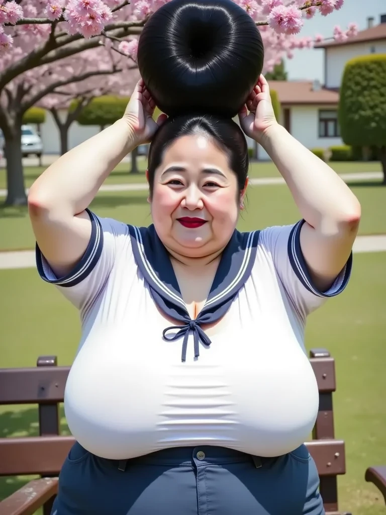 1 Japanese girl,White skin,Sweat,(fat),(very fat face),(Japanese girl,White skin,Sweat,(fat),(Big Beautiful Woman),(over 250kg),(Fat cheeks),(Fat chin),(upturned nose),(Big tits),(Fat hips),(Fat belly),(Fat legs)Very realistic,Sea side,(Black Micro bikini),(Front view),((Whole bady)),