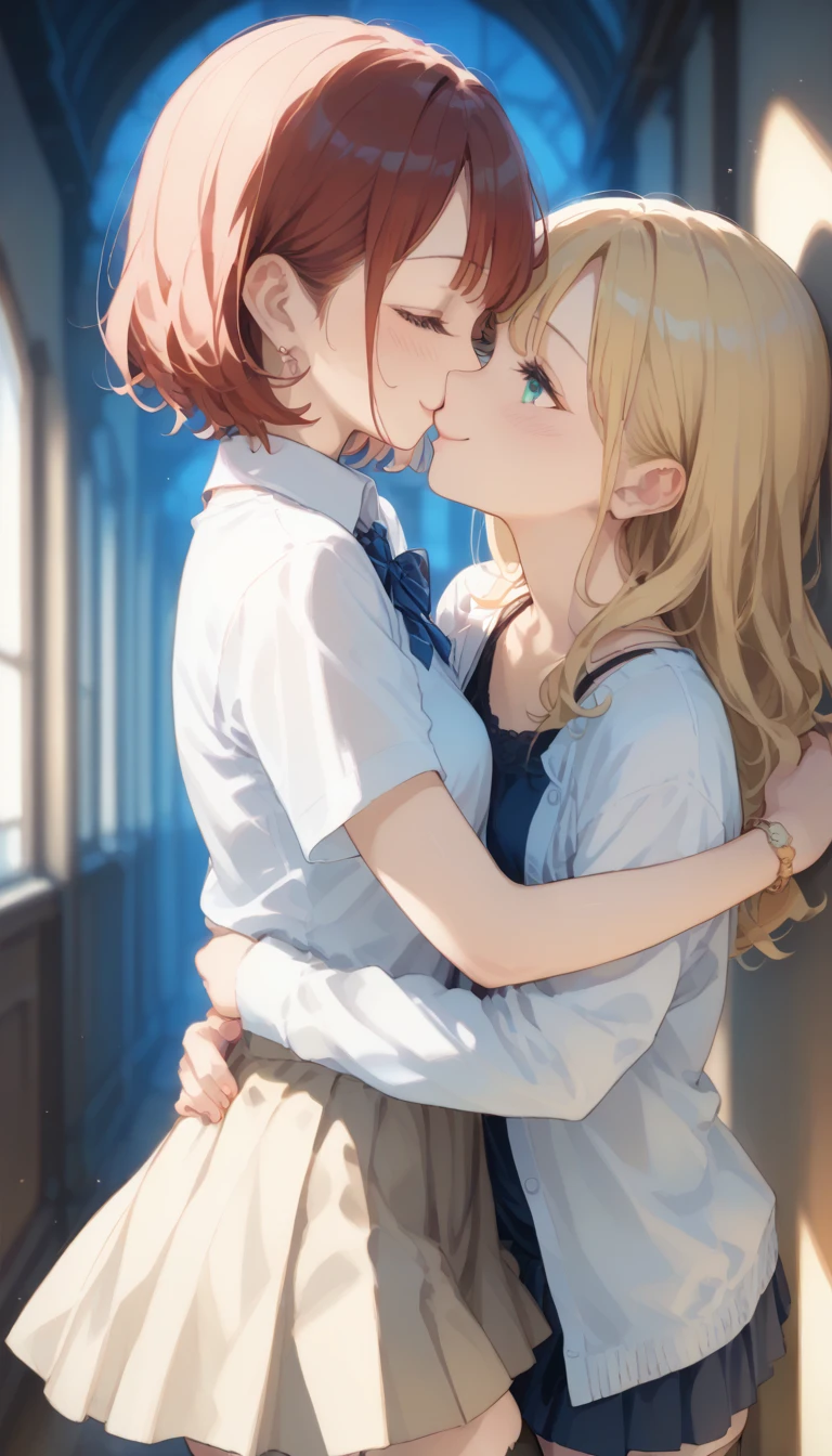 score_9, score_8_up, score_7_up, score_6_up, source_anime, masterpiece, newest,
2girls, skinny, pantyhose, no shoes, school uniform, standing, simple background, yuri, age difference