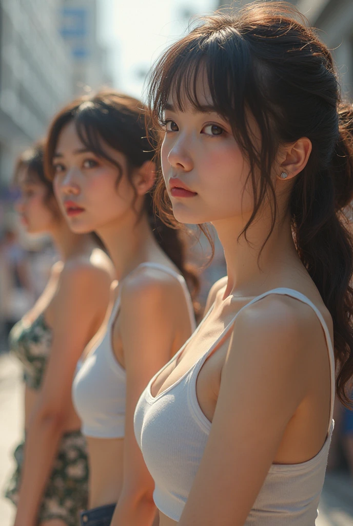 Raw photo、(((multiple girls))),((((6+girls)))),((((100girls)))),(((1000girls)))、(((crowd shot))),((a baby face)),(((intensive)))、Crammed、((Packed))、elementary student、Bustling street、(((6 years old)))、Women only、japanes、((Same height))、The same face、((A dark-haired)),Longhaire、100 cute women who love each other while hugging each other、a smile、(((Large group)))、((chiquita))、(lesbian orgy)、sweating