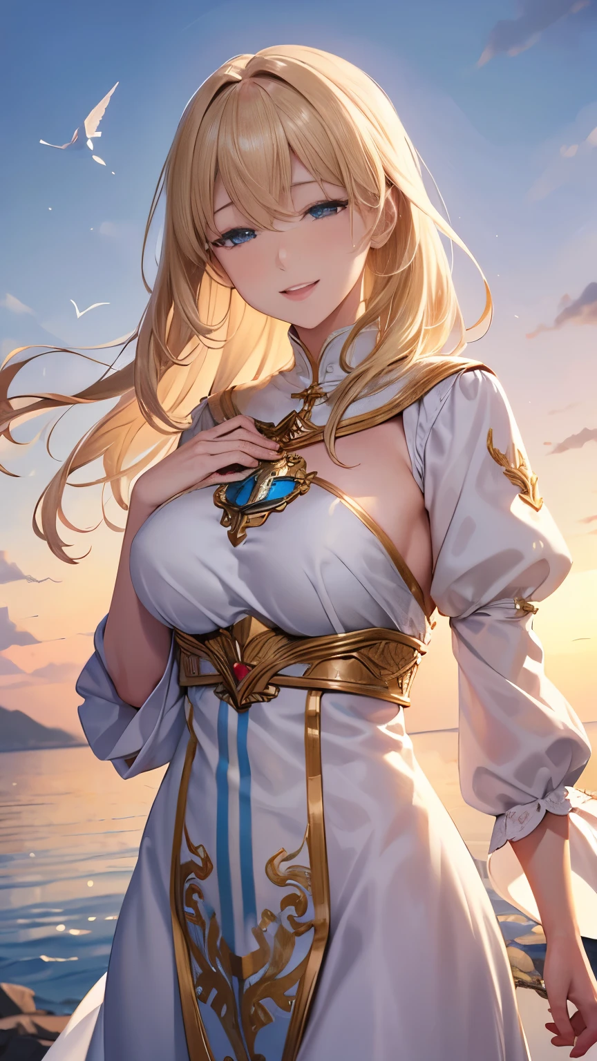((Top Quality, 8K,)) 1 Woman, Blonde Hair and Red Eyes Anime Girl, Anime Girl Named Lucy, Portrait of a Female Anime Hero, Female Anime Character, Zodiac Girl Portrait Knight, Artoria Pendragon, Hajime Yatate, Symphogear, Giorno Giovanna, Cornelia from Code Geass, War Maiden Suvia, Small