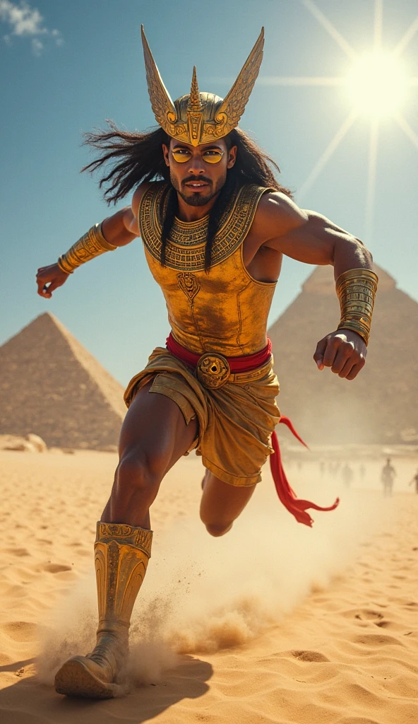 an Egyptian Pharaoh riding a skateboard