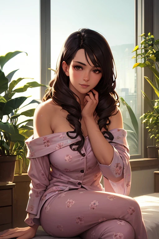 ((perfect anatomy, anatomically correct, super detailed skin)), 1 girl, japanese, 16 years old, (detailed ultra-oily shiny skin:1.1), watching the view, adorable smiling,
beautiful hair, beautiful face, beautiful detailed eyes, (middle hair:1.7, side ponytail:1.5), parted bangs, babyface,
beautiful clavicle, beautiful body, beautiful breasts, (large breasts:0.8), beautiful thigh, beautiful legs,
((pajamas)),
(beautiful scenery), living room, table, sitting cushion,
(8k, top-quality, masterpiece:1.2, extremely detailed), (photorealistic), beautiful art, visual art, depth of fields, cinematic lighting, ,