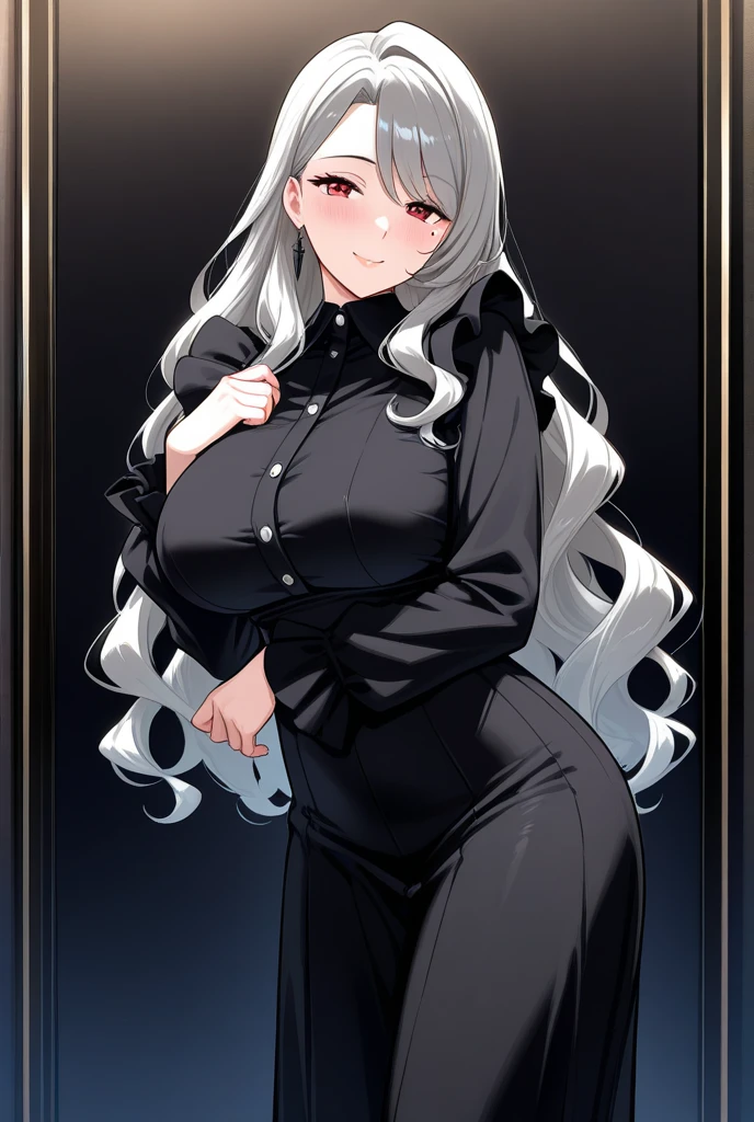 (masterpiece,8K)A long shot of a beautiful girl with long silver hair standing in military uniform.