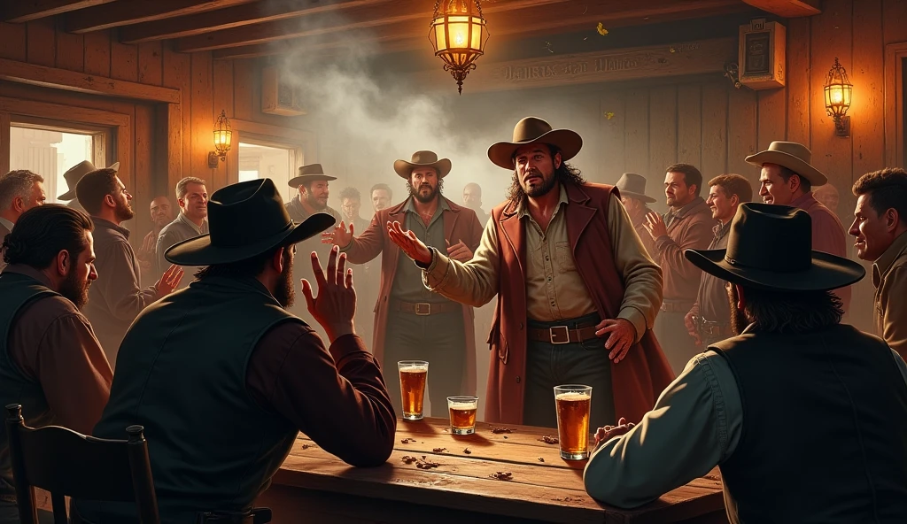 A handsome young man flirting with 5 handsome cowboy cowboy bar