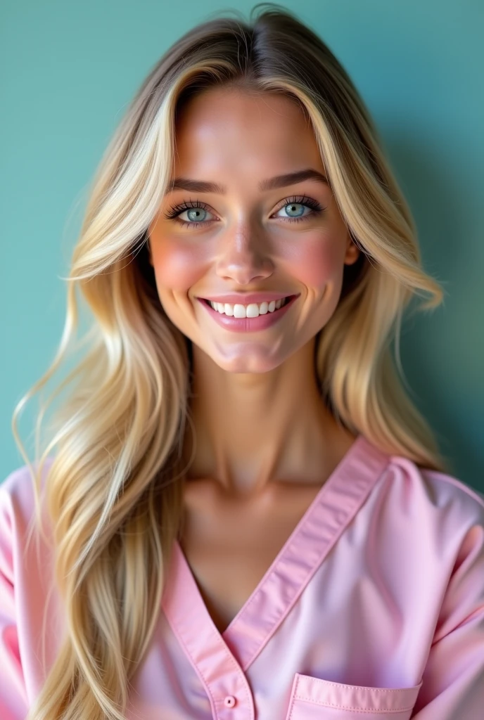 Sexy nurse, medium breasts, pink nurse uniform, blonde hair inside the hospital