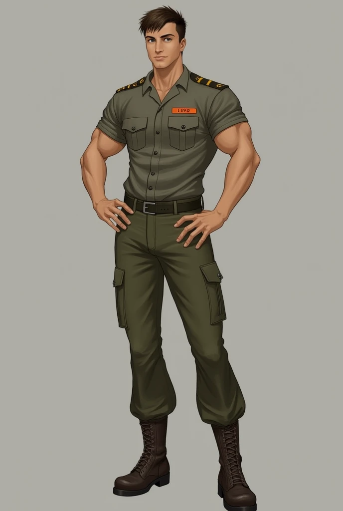 Deer anthropomorphic, male chest, press, Navel, nipples, full length, big dick, broad shoulders, muscular, white short beard, short white hair, military uniform,