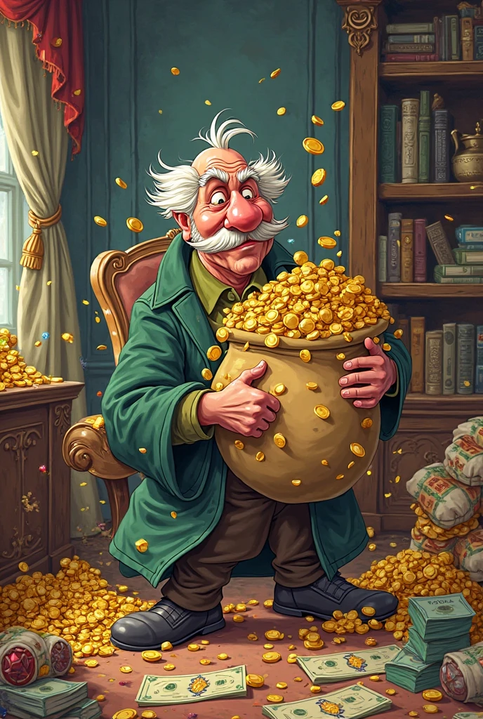 Uncle Scrooge sitting on money smoking hookah