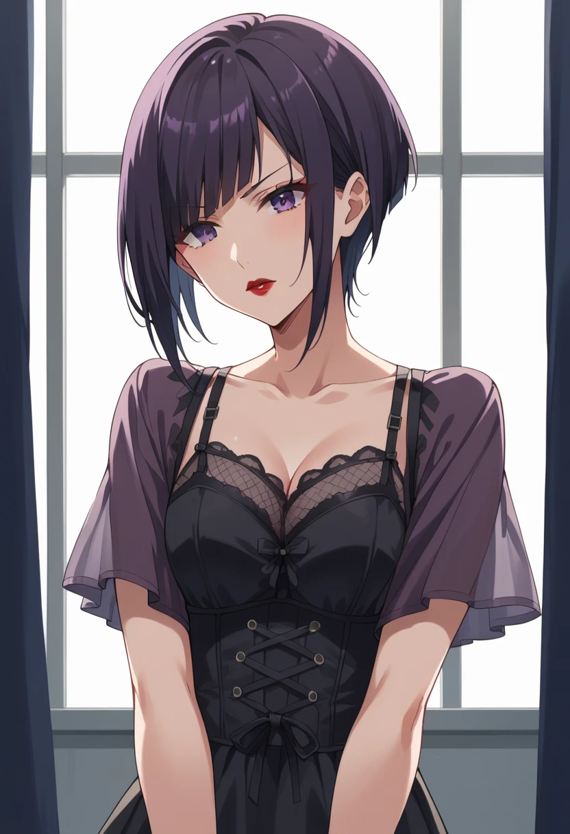 Fait, absurderes, hinata\(Boruto\), 1fille, seulement,femelle mature, Voir la visionneuse,composition parfaite, Lèvres détaillées, grosse poitrine, beau visage, Propotion corporelle, rougir, (lèvres roses), cheveux longs, yeux violets, regard doux, sourire triste, super réaliste, Détailée, Séance photo, Visages et corps réels，Porter de longs bas blancs），（suer，Transpirez beaucoup，rougirlush，Être rouge au visage, j&#39;avais beaucoup de sueur sur le visage，rougirlush）Chef-dœudansre, meilleur qualité, ultra-détaillée, illustration,1fille,
cheveux longs, cheveux bleu foncé, 
sein moyen,  jupe courte regardant le spectateur, hinata/(Boruto/) dans un lit, show her dirt panties