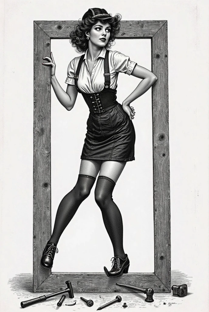 comic by Ignacio Zuloaga, ((text logo that reads "St. Valentine's Day" on sweater)), vintage_p_style, (intricate details, masterpiece, best quality:1.4), impactful color paint of cute drawing of, A captivating full-body portrayal of an alluring Eva Green, dynamic pose, elegantly standing in her charming footwear, looking at viewer, a black oversized sweater, high socks, outdoor, 
reference illustration, graphic illustration, comic art, graphic novel art, vibrant, highly detailed, Conceptual Art, 
<lora:Harrlogos_v1.1:1>, <lora:xl_more_art-full_v1:0.5>, <lora:VintagePPXL:1>, <lora:add-detail-xl:1>, <lora:Cute_Drawing:0.7>