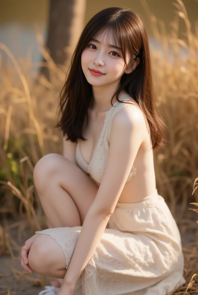 8K, Ultra-high resolution, Highest quality, masterpiece, 三分割法によるphotograph,Surreal, photograph, 1 Girl, (:1.3), pretty girl, Cute face, Beautiful eyes in every detail, 細かくdetailedに,masterpiece,, One Girl:1.2, Japan Female Announcer,whole body, The power of nature, ((ローアングルwhole bodyショット:1.3)), Soft white skin, Sharp eyebrows, Thin lashes, Natural Makeup, Cheek Highlighter, Pale pink lips, (High Quality Black Dress:1.3), ((Beautiful thighs in high resolution, Beautiful feet), ((Distant Horizon:1.5)), ((Rural scenery stretching to the horizon:1.3)), ((Overlooking the countryside from the plateau:1.3)), 美しくdetailedな空, Professional Photographer, Professional Lighting, Professional models,Full of sex appeal,Sensual,A carefree smile,soothe my soul,Looking at the audience、Black Hair,Super long straight hair,beauty,Long neck、Laugh a little、Please close your mouth and laugh、(((Ideal body type))),A cup small breasts :2,、Portraiture:2、Perfect Anatomy、鮮明なdetailed、detailed、Surreal、Light and shadow,Strong light