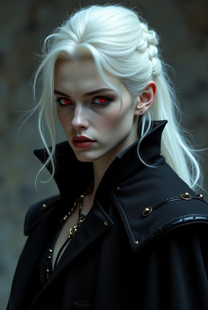(extremely detailed 8k wallpaper),a medium shot photo of a fearful vampire woman, with silver hair, Intricate, High Detail, dramatic (character Malenia from the game nation of darkness)
