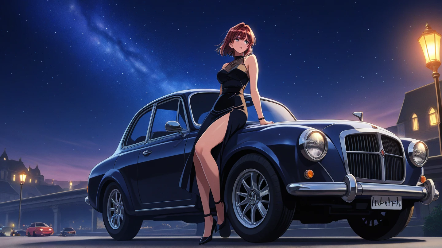(((masterpiece, Highest quality, High resolution, 超High resolution, Perfect Pixel, Depth of written boundary, 4K, RTTX 10.0))), Beautiful Anime Woman, Beautiful art style, Anime characters, ((Smooth texture, Realistic texture, Anime CG Style)), Exact finger count、Exact number of legs、(Exact number of arms:1.0, Exact number of hands:1.0), (Perfect hands, Perfect Anatomy), Cinematic, Realistic, Extremely detailed CG, Daytime lighting, Perfect lighting, Best Shadow, The best natural light, A separate, precisely shaped car, whole body, Perfect body, バランのとれたPerfect body, Perfectly balanced style, Slender body, ((bangs, Reddish brown hair, Bobcut)), ((The back view of a cute adult woman standing sexily with her hands on a car and her butt sticking out:1.8)), (pussy juice:1.5), ((Bow tie around neck:1.3), (Sexy and cute blue underwear:1.3), (Stylish shiny blue satin panties, Side-tie blue full-back panties, Blue full-back panties with lace trim:1.3), (Light blue panties:1.3), (Blue micro lace satin bra, Blue bra with lace trim, Thin bra:1.3), (garter belt, Garter Strings, Knee socks:1.3):1.3), (motor Show, Many visitors in the background, Crowded venue, A show car on display in the background, indoor:1.7), naked, Blue underwear, Angle from directly behind, A close-up angle of a butt in blue full-back panties