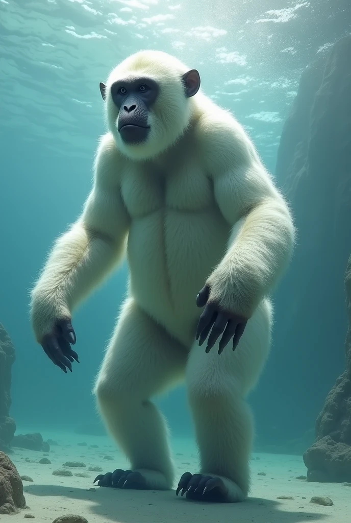 photorealistic portrait of Dressed animals - a (fat) gorilla swimmer,(hands on hips:1.5),(happy smile),(furry), high quality,(lovely) ,intricate details, highly detailed (Competitive black swimsuit), swimming cap and goggles, pool background, (happy), perfect lighting,(full body image:2.0)
