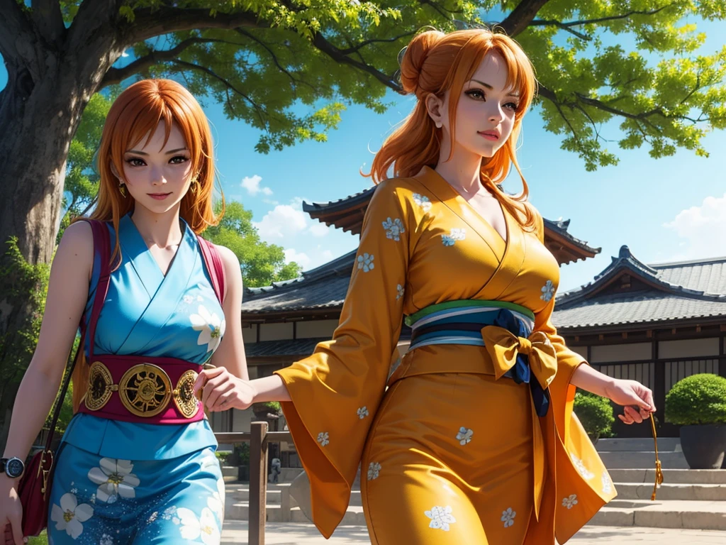 shukezouma, rendering by octane, hdr, (ultra - detailed:1.15), (Soft light, Sharp:1.2), (((duo,Two women in costume take selfies on the street,colorful pigtail, anime cosplaying,))),Beautiful girl, hyper detail eyes, mature, Painting drops, paint teardrops, woman made up from paint, entirely paint, splat, Splash, Long colored hair,Ultra-fine texture kimono, Paint kimono, paint bulb, Exposed cleavage, paint drops, Exposed shoulders, Tears,shoulders are visible, Thighs exposed, seminude, focus onface, Beautiful face, eye shadows, Dark circle contour, russian face, Russian girl, mascara, Beautiful, 18yr old