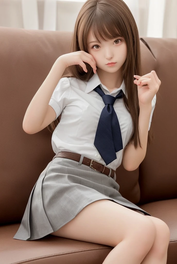 (8K、top-quality、masterpiece:1.2)、(reallistic、Photorealsitic:1.2)、 Phenomenally cute girl、16Japan Idols、韓国アイドル、 student、A smile、sitting on、(((pantyshot)))、(((Spread your legs apart)))、独奏、Classroom、watching at viewers、(Sit up:1.5)、In the school、Chest that looks like it's going to burst、Fine and beautiful eyes、)、(Dark blonde hair:1)、(Hair Long Hair:1.1)、pantyshot, Spread your legs apart, skirt by the, student clothes, white panties, sockes, A dark-haired, The shirt, bblurry, blurry backround, knee high, white shirt, lowfers, life-like, length hair, s lips, Brown-eyed, Black socks, neck tie, pleatedskirt, the bow, head rest, looking to side, plein air, Brown Footwear, masterpiece, top-quality, ultra-detailliert、(((pantyshot)))、(((Spread your legs apart)))、Inviting eyes