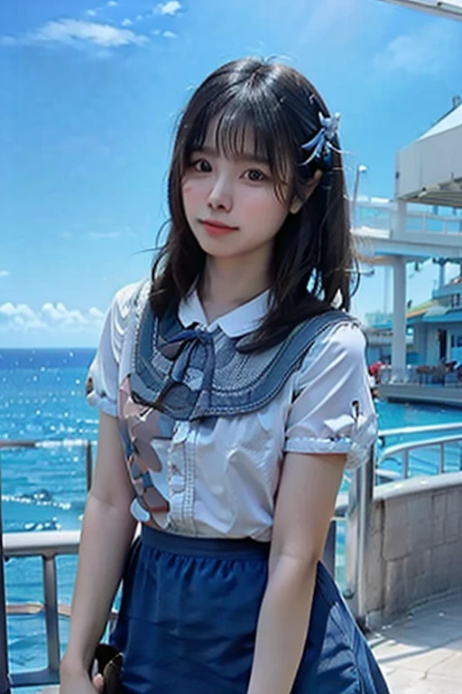 Tied up woman、(((Fold your hands behind your back、Cross your wrists)))、(Bind your wrists with a thin rope)、Beauty、Well-formed face、Shiny long black hair、Even out the eyes、Lake Mashu Observation Deck、Please show me your whole body、White short sleeve shirt、Navy Semi-Long Skirt、Panty lines、Wear pumps、Are standing、Back view、Age 25、Medium build、Like a real photo、Highest quality, Light brown hair, Straight hair, Shiny Hair, Part your lips, Anxious face, Surrealism, Hyperrealism, Verism, Cinema Lighting, tachi-e, First Person View, Nikon, 超High resolution, Anatomically correct hand, Highest quality, High resolution, 8K,