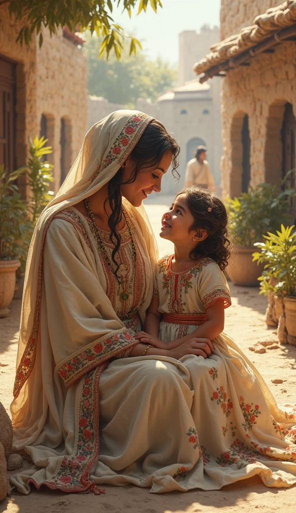 VIgem Maria conversando com o anjo gabriel. Jesus cristo. Em uma cabana. Mulher judia