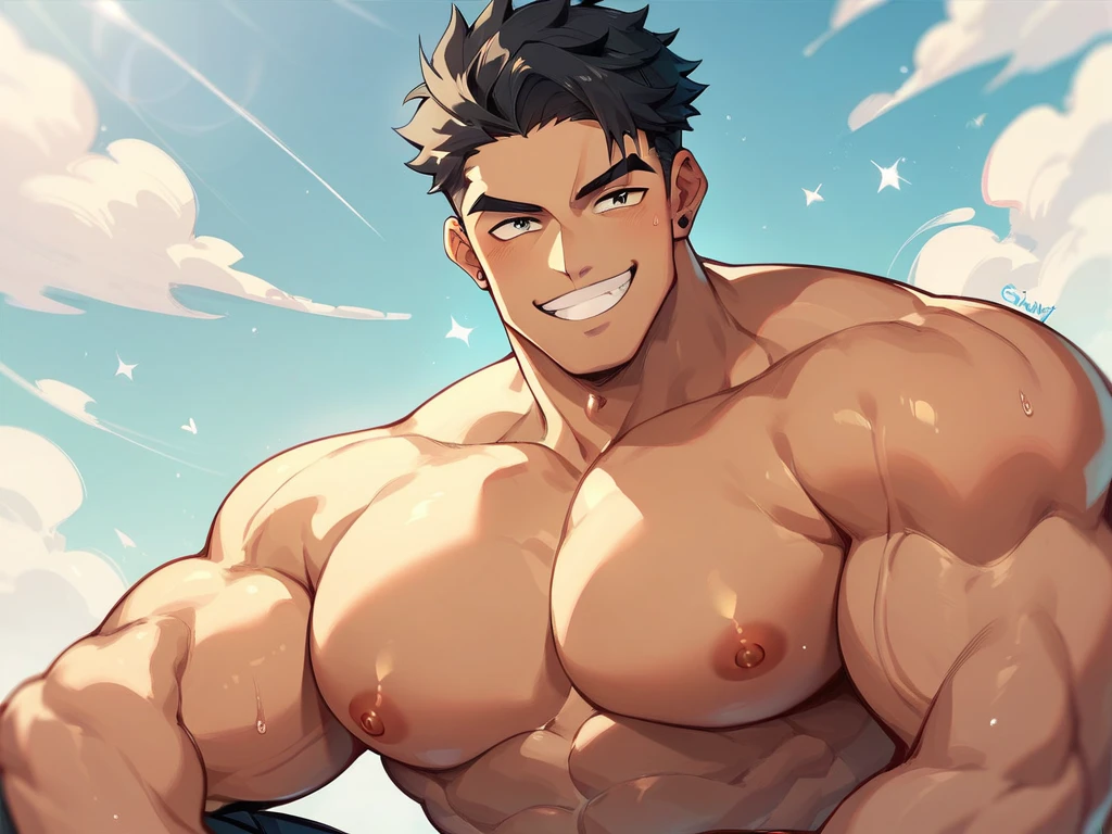Hot man with very big chest hot anime