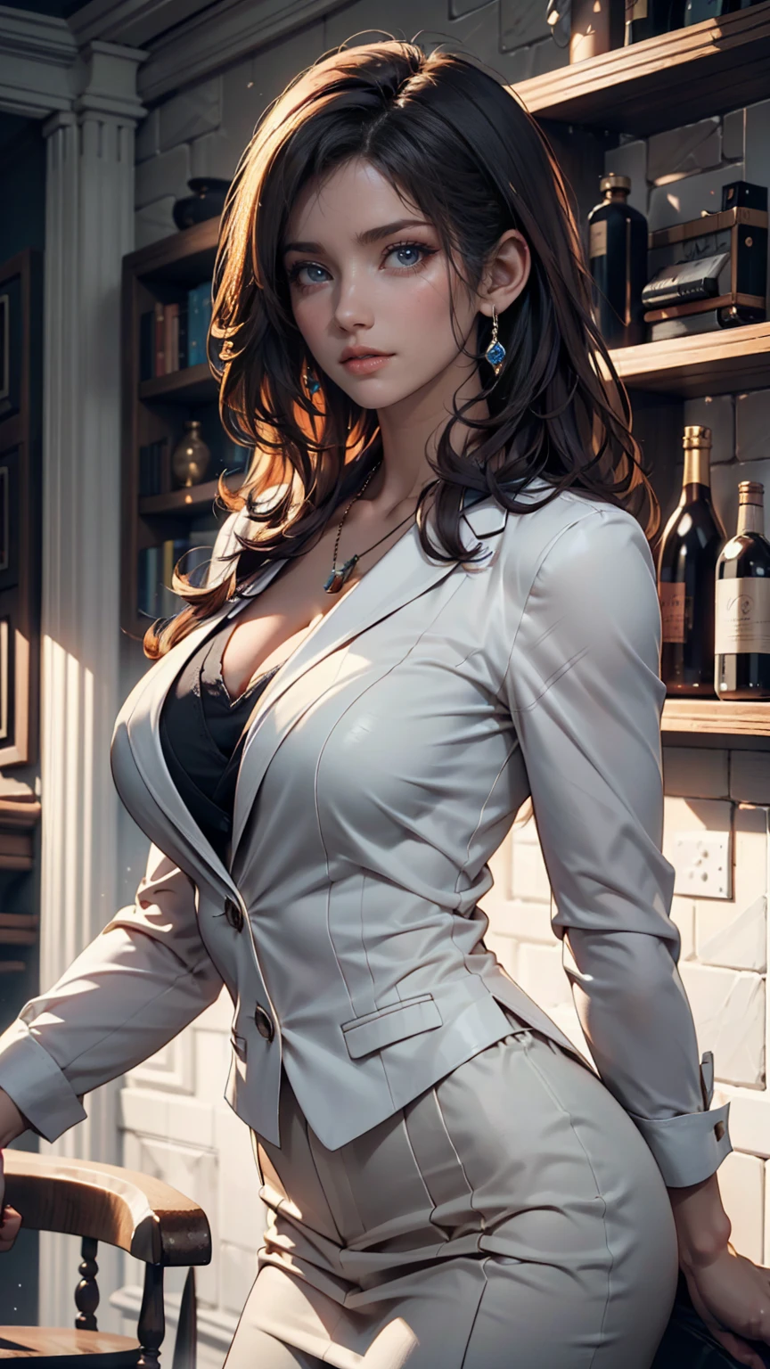 Female Scientists in the Future Socialist World_Beautiful young woman with great features standing in a chaotic and open field, wearing a white lab coat, short brown hair, brown eyes, hopeful expression. (best quality, 4K, 8k, high resolution, masterpiece: 1.2), very detailed, (realistic, realistic, realistic: 1.37), HDR, uhd, studio lighting, very detailed Drawing, sharp focus, Physically Based Rendering, very detailed, professional, vivid colors, bokeh, science fiction, concept art,