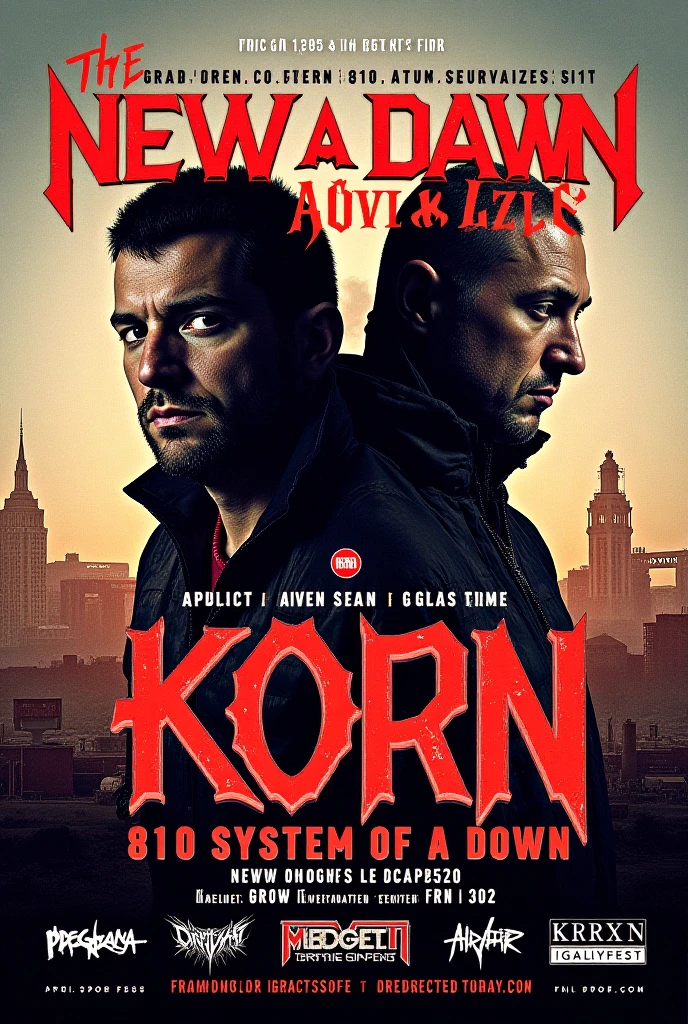 Flyer for rock event, with a tribute to Iron Maiden and System Of A Down theme, with pets and/the vocalists of both leading bands, without any typography or any other information.