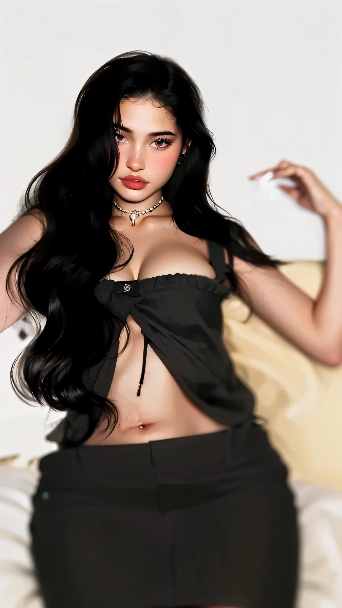 2girl, 2 girl, waist up, concept art, [shu qi:Rosario Dawson:1], grabbing vagina, masturbating touching her breast naked her vagina no panties, Ruff, Anklet, Makeup, loop lighting, 80mm, official art, unity 8k wallpaper, ultra detailed, aesthetic, masterpiece, best quality, photorealistic