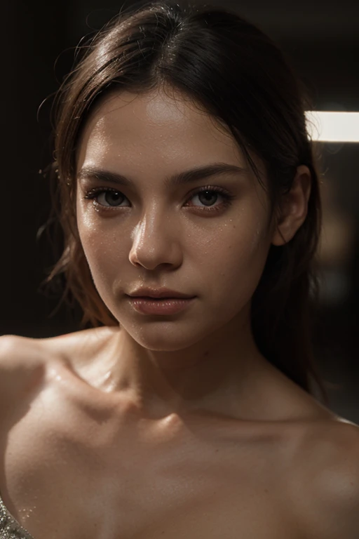 dressed, (photo realistic:1.4), (hyper realistic:1.4), (realistic:1.3), (smoother lighting:1.05), (increase cinematic lighting quality:0.9), 32K, 1girl, 20yo girl, (huge breasts: 1.2), realistic lighting, backlighting, light on face, ray trace, (brightening light:1.2), (Increase quality:1.4), (best quality real texture skin:1.4), finely detailed eyes, finely detailed face, finely quality eyes, (tired and sleepy and satisfied:0.0), white loose thin tank top , (((black under strap))) (Increase body line mood:1.1), (Increase skin texture beauty:1.1)
